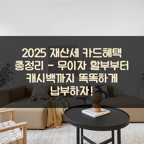 2025 재산세 카드혜택 총정리 - 무이자 할부부터 캐시백까지 똑똑하게 납부하자!