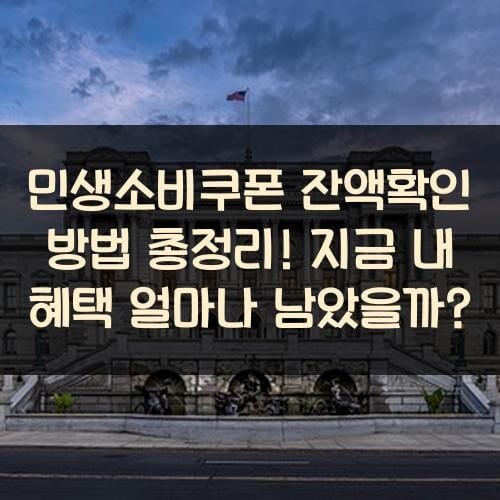 민생소비쿠폰 잔액확인 방법 총정리! 지금 내 혜택 얼마나 남았을까?