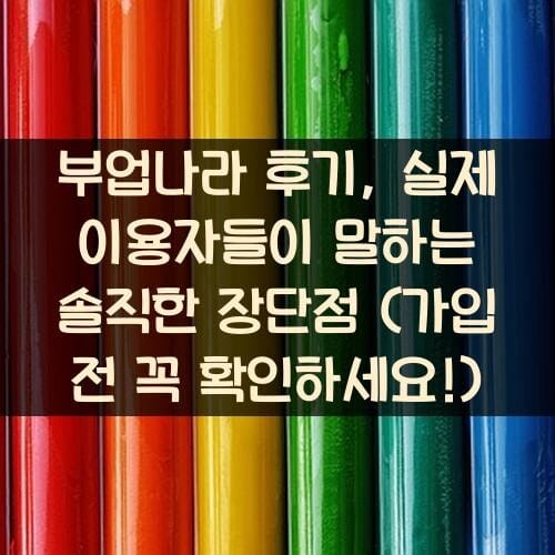 부업나라 후기, 실제 이용자들이 말하는 솔직한 장단점 (가입 전 꼭 확인하세요!)