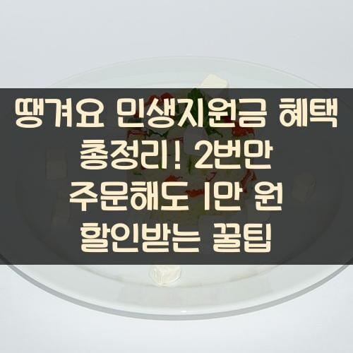 땡겨요 민생지원금 혜택 총정리! 2번만 주문해도 1만 원 할인받는 꿀팁