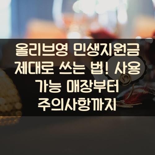 올리브영 민생지원금 제대로 쓰는 법! 사용 가능 매장부터 주의사항까지