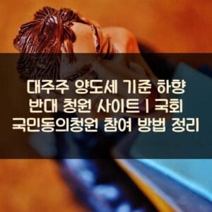 대주주 양도세 기준 하향 반대 청원 사이트｜국회 국민동의청원 참여 방법 정리