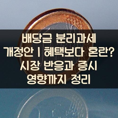 배당금 분리과세 개정안｜혜택보다 혼란? 시장 반응과 증시 영향까지 정리