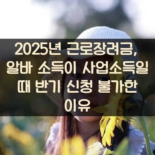 2025년 근로장려금, 알바 소득이 사업소득일 때 반기 신청 불가한 이유