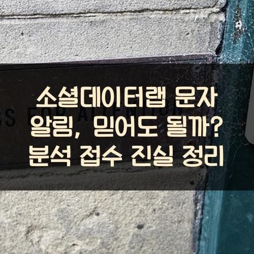 소셜데이터랩 문자 알림, 믿어도 될까? 분석 접수 진실 정리