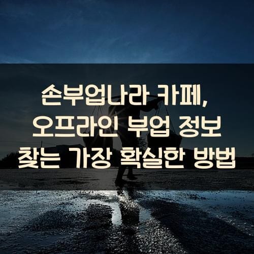 손부업나라 카페, 오프라인 부업 정보 찾는 가장 확실한 방법