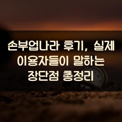 손부업나라 후기, 실제 이용자들이 말하는 장단점 총정리