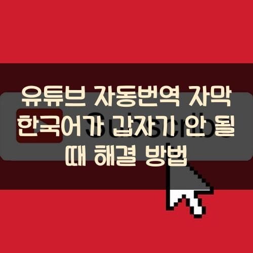 유튜브 자동번역 자막 한국어가 갑자기 안 될 때 해결 방법