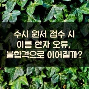 수시 원서 접수 시 이름 한자 오류, 불합격으로 이어질까? 수시 원서 접수 시 이름 한자 오류, 불합격으로 이어질까?