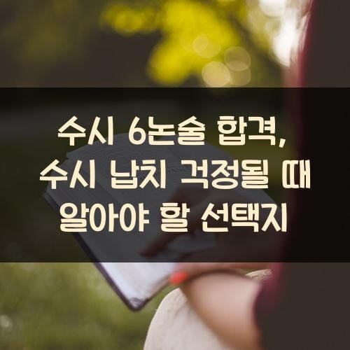 수시 6논술 합격, 수시 납치 걱정될 때 알아야 할 선택지
