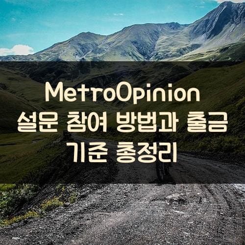 MetroOpinion 설문 참여 방법과 출금 기준 총정리