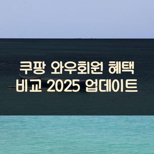 쿠팡 와우회원 혜택 비교 2025 업데이트