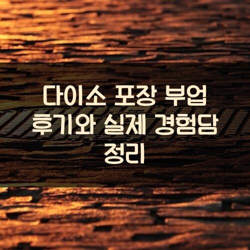 다이소 포장 부업 후기와 실제 경험담 정리