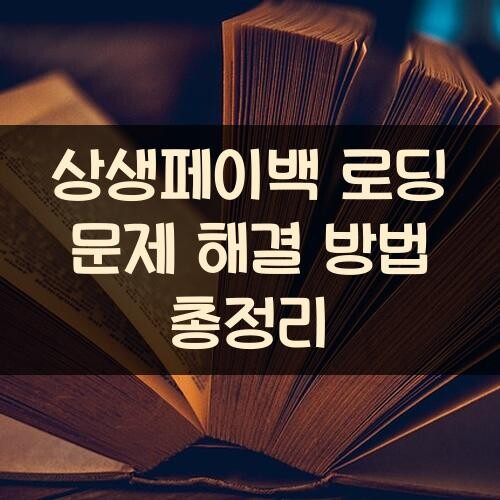 상생페이백 로딩 문제 해결 방법 총정리