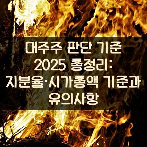 대주주 판단 기준 2025 총정리: 지분율·시가총액 기준과 유의사항