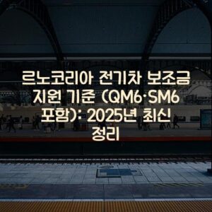 르노코리아 전기차 보조금 지원 기준 (QM6·SM6 포함): 2025년 최신 정리 르노코리아 전기차 보조금 지원 기준 (QM6·SM6 포함): 2025년 최신 정리