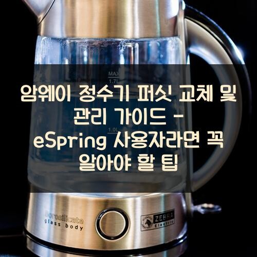 암웨이 정수기 퍼싯 교체 및 관리 가이드 - eSpring 사용자라면 꼭 알아야 할 팁