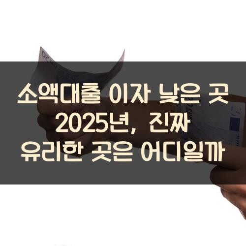 소액대출 이자 낮은 곳 2025년, 진짜 유리한 곳은 어디일까?