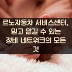 르노자동차 서비스센터, 믿고 맡길 수 있는 정비 네트워크의 모든 것