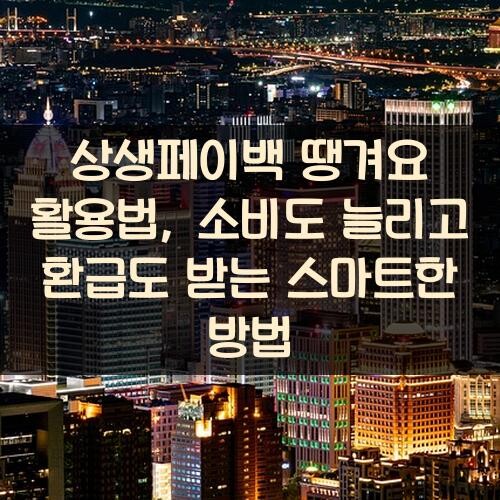 상생페이백 땡겨요 활용법, 소비도 늘리고 환급도 받는 스마트한 방법