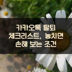 카카오톡 탈퇴 체크리스트, 놓치면 손해 보는 조건 카카오톡 탈퇴 체크리스트, 놓치면 손해 보는 조건