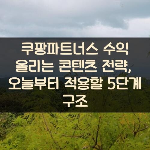 쿠팡파트너스 수익 올리는 콘텐츠 전략, 오늘부터 적용할 5단계 구조