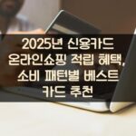 2025년 신용카드 온라인쇼핑 적립 혜택, 소비 패턴별 베스트 카드 추천