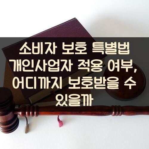 소비자 보호 특별법 개인사업자 적용 여부, 어디까지 보호받을 수 있을까?