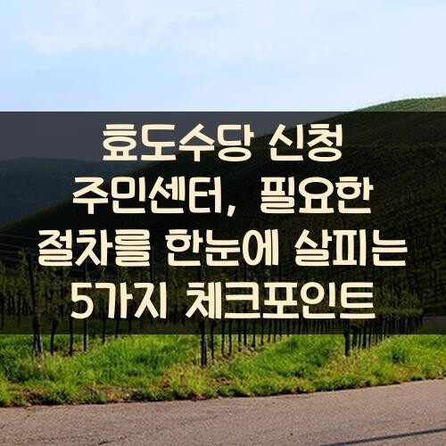 효도수당 신청 주민센터, 필요한 절차를 한눈에 살피는 5가지 체크포인트