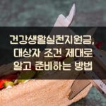 건강생활실천지원금, 대상자 조건 제대로 알고 준비하는 방법