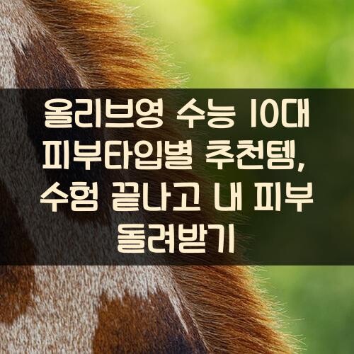 올리브영 수능 10대 피부타입별 추천템, 수험 끝나고 내 피부 돌려받기