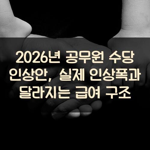 2026년 공무원 수당 인상안, 실제 인상폭과 달라지는 급여 구조