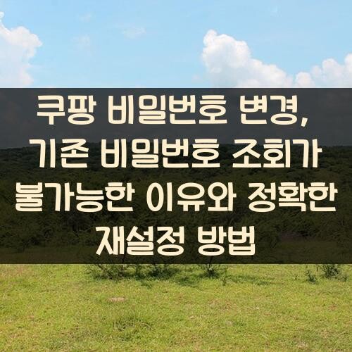 쿠팡 비밀번호 변경, 기존 비밀번호 조회가 불가능한 이유와 정확한 재설정 방법