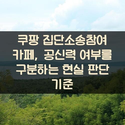 쿠팡 집단소송참여 카페, 공신력 여부를 구분하는 현실 판단 기준