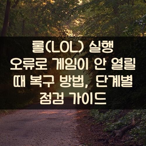 롤(LOL) 실행 오류로 게임이 안 열릴 때 복구 방법, 단계별 점검 가이드