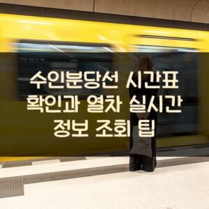 수인분당선 시간표 확인과 열차 실시간 정보 조회 팁