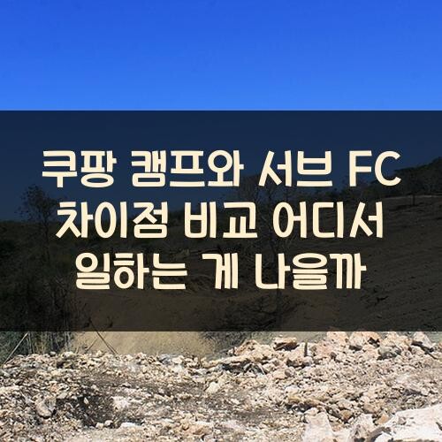 쿠팡 캠프와 서브 FC 차이점 비교: 어디서 일하는 게 나을까?