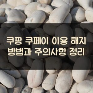 쿠팡 쿠페이 이용 해지 방법과 주의사항 정리