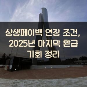 상생페이백 연장 조건, 2025년 마지막 환급 기회 정리
