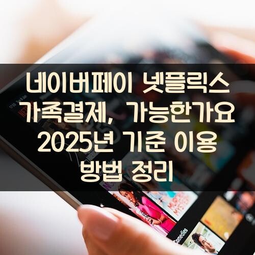 네이버페이 넷플릭스 가족결제, 가능한가요? 2025년 기준 이용 방법 정리