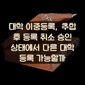 대학 이중등록, 추합 후 등록 취소 승인 상태에서 다른 대학 등록 가능할까