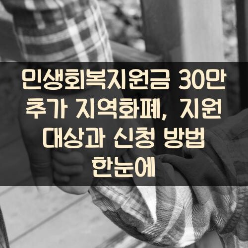 민생회복지원금 30만 추가 지역화폐, 지원 대상과 신청 방법 한눈에