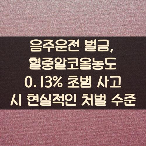 음주운전 벌금, 혈중알코올농도 0.13% 초범 사고 시 현실적인 처벌 수준