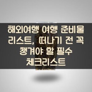 해외여행 여행 준비물 리스트, 떠나기 전 꼭 챙겨야 할 필수 체크리스트
