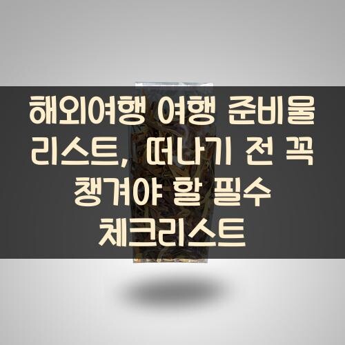 해외여행 여행 준비물 리스트, 떠나기 전 꼭 챙겨야 할 필수 체크리스트
