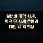 실버바 가격 시세, 최근 은 시세 흐름과 매입 시 유의점