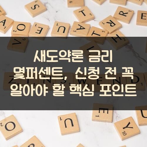 새도약론 금리 몇퍼센트, 신청 전 꼭 알아야 할 핵심 포인트