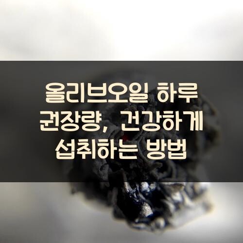 올리브오일 하루 권장량, 건강하게 섭취하는 방법