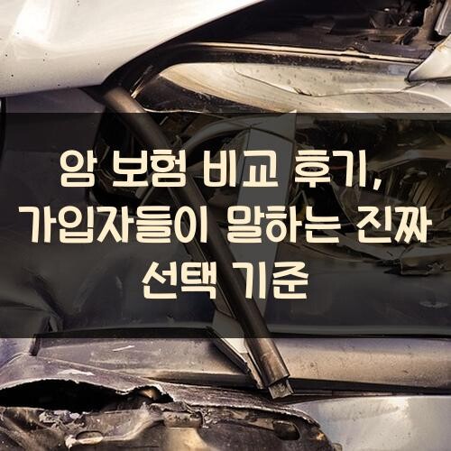 암 보험 비교 후기, 가입자들이 말하는 진짜 선택 기준