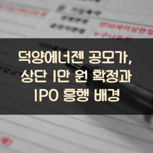 덕양에너젠 공모가, 상단 1만 원 확정과 IPO 흥행 배경